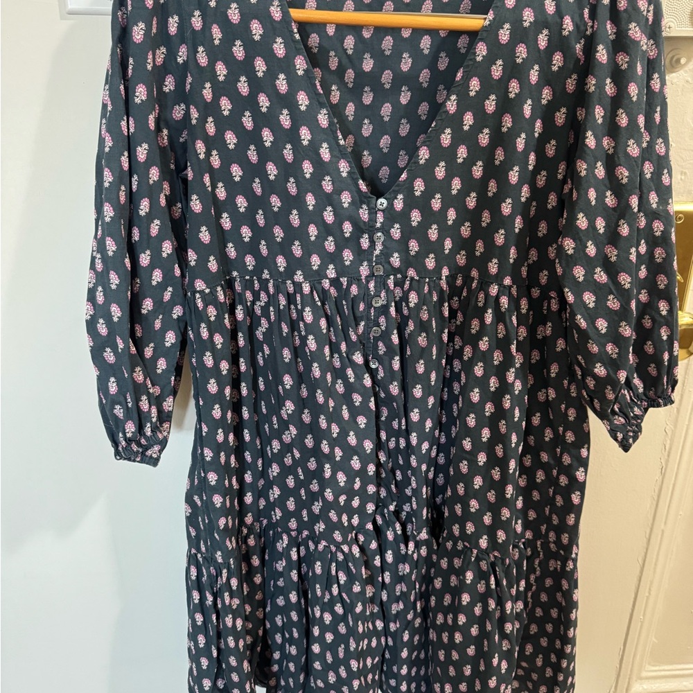 J. Crew Navy and Pink Paisley Print Swim Coverup